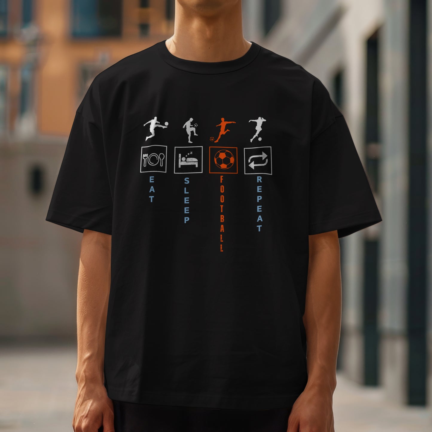 Eat Sleep Football Repeat Terry Oversized T-Shirt