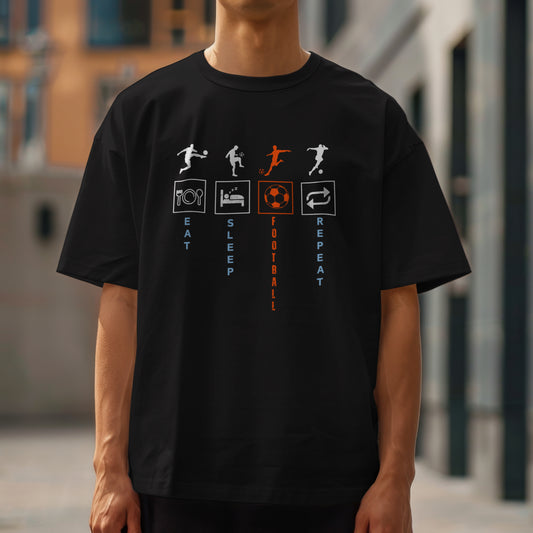 Eat Sleep Football Repeat Terry Oversized T-Shirt