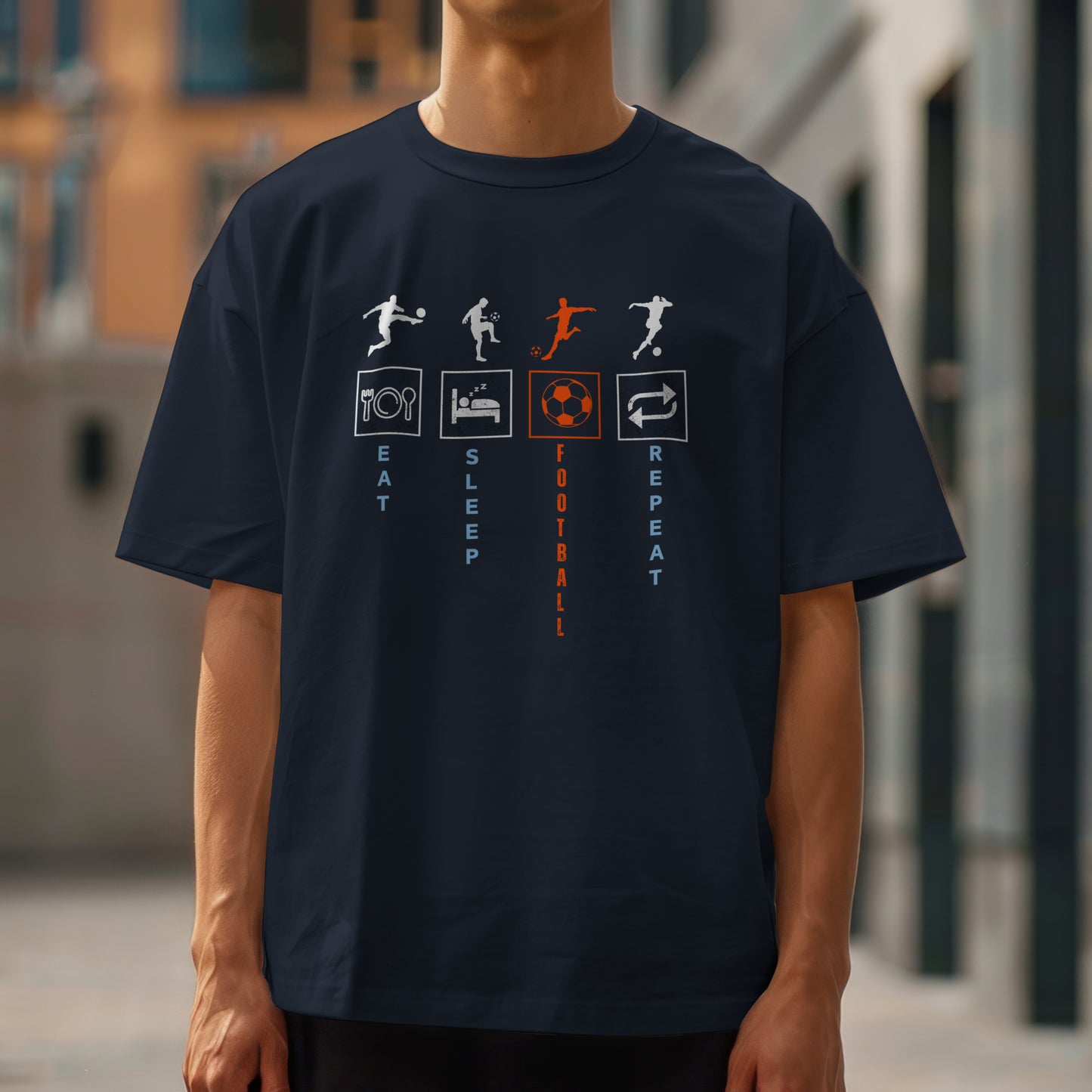Eat Sleep Football Repeat Terry Oversized T-Shirt