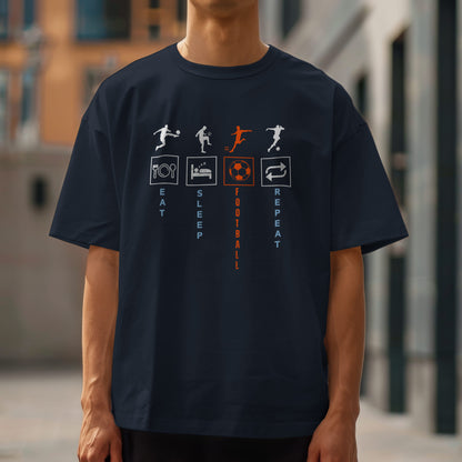 Eat Sleep Football Repeat Terry Oversized T-Shirt