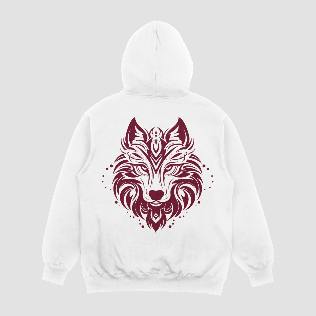 HUNT Tribal Wolf Emblem Loose Fit Hoodie