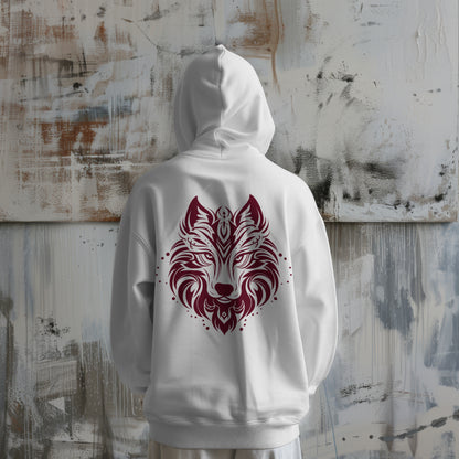 HUNT Tribal Wolf Emblem Loose Fit Hoodie