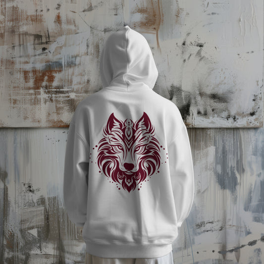 HUNT Tribal Wolf Emblem Loose Fit Hoodie